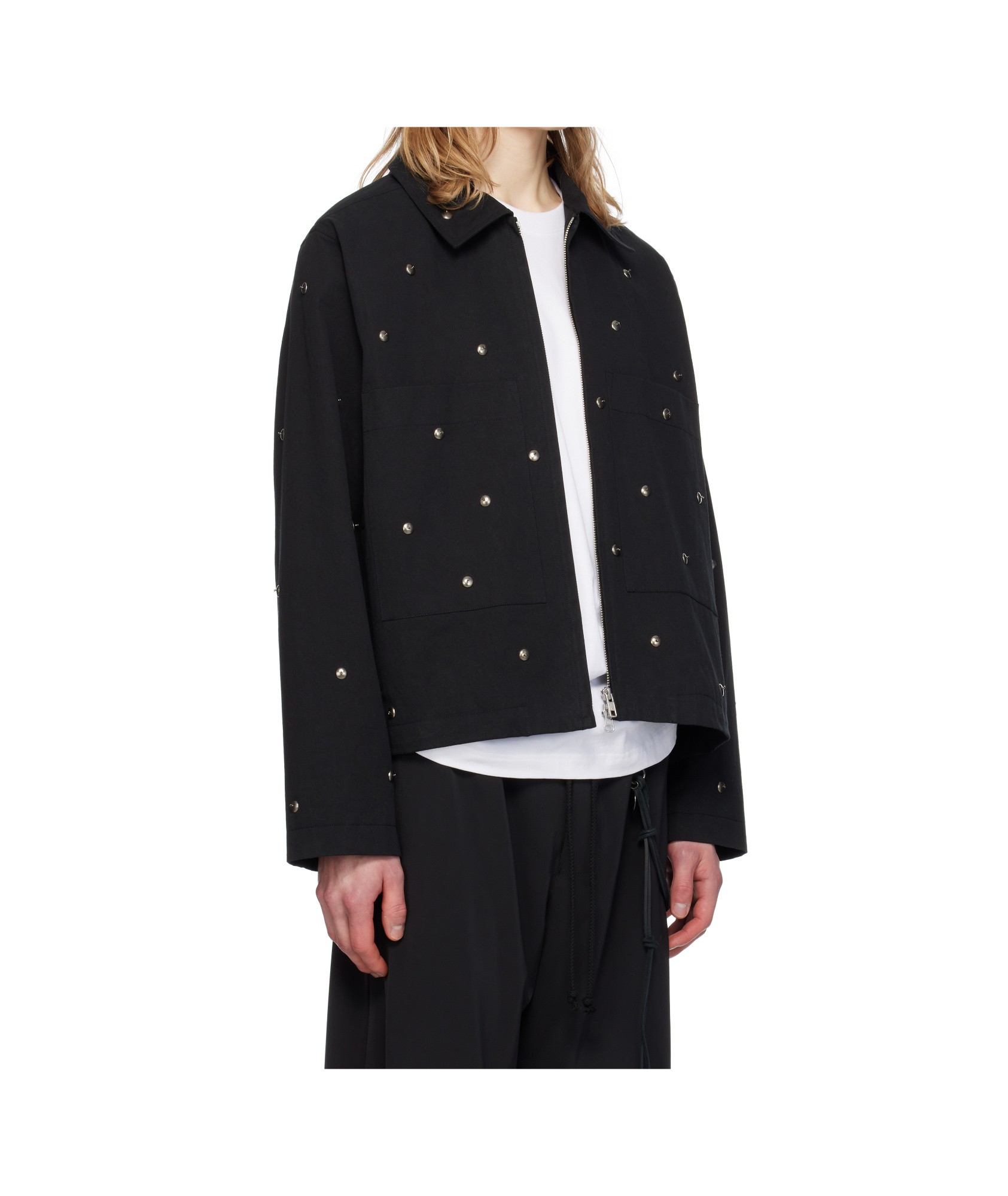 Song For The Mute Metal Bead Crop Patch Pocket Jacket Black In Black