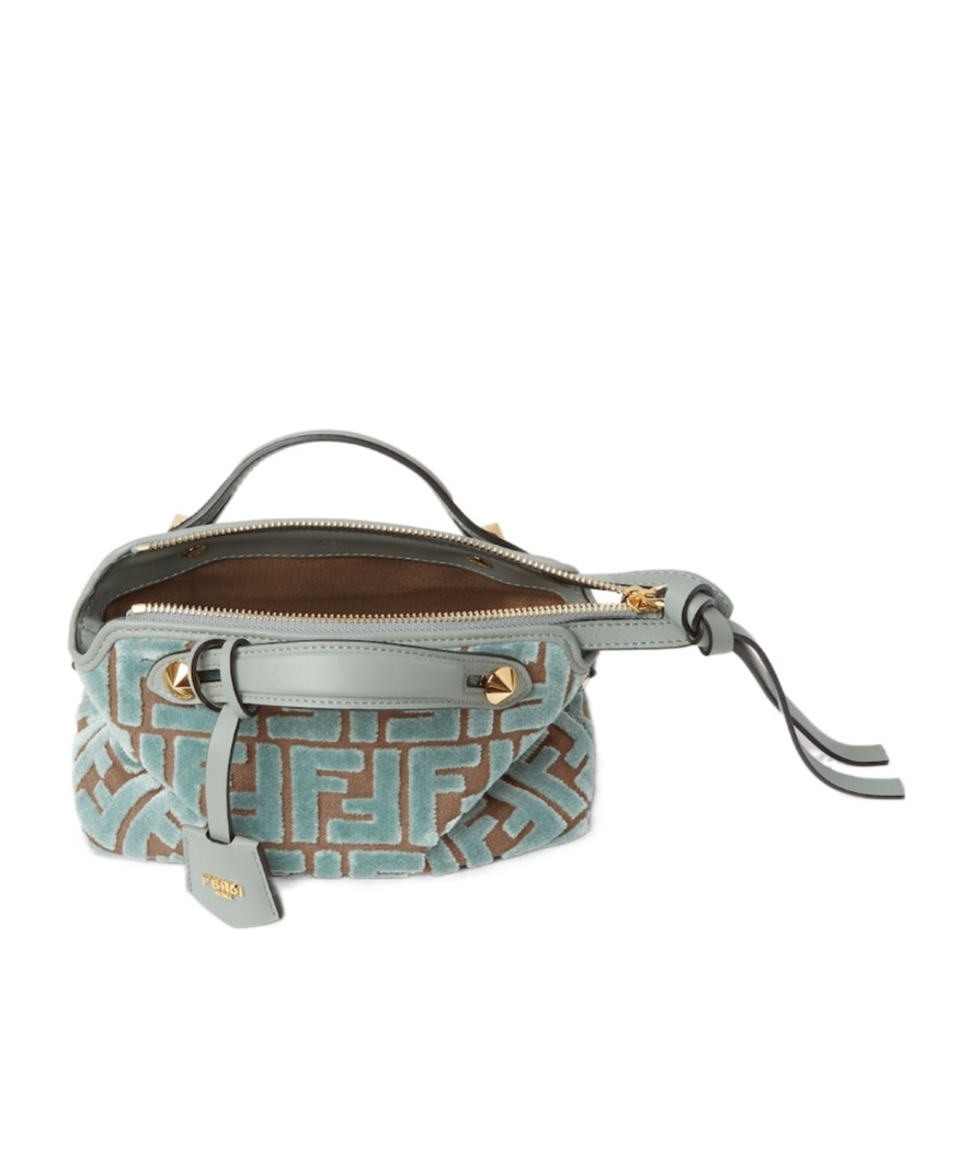 Fendi Matcha Green Ff Jacquard Velvet Mini-bag In Green