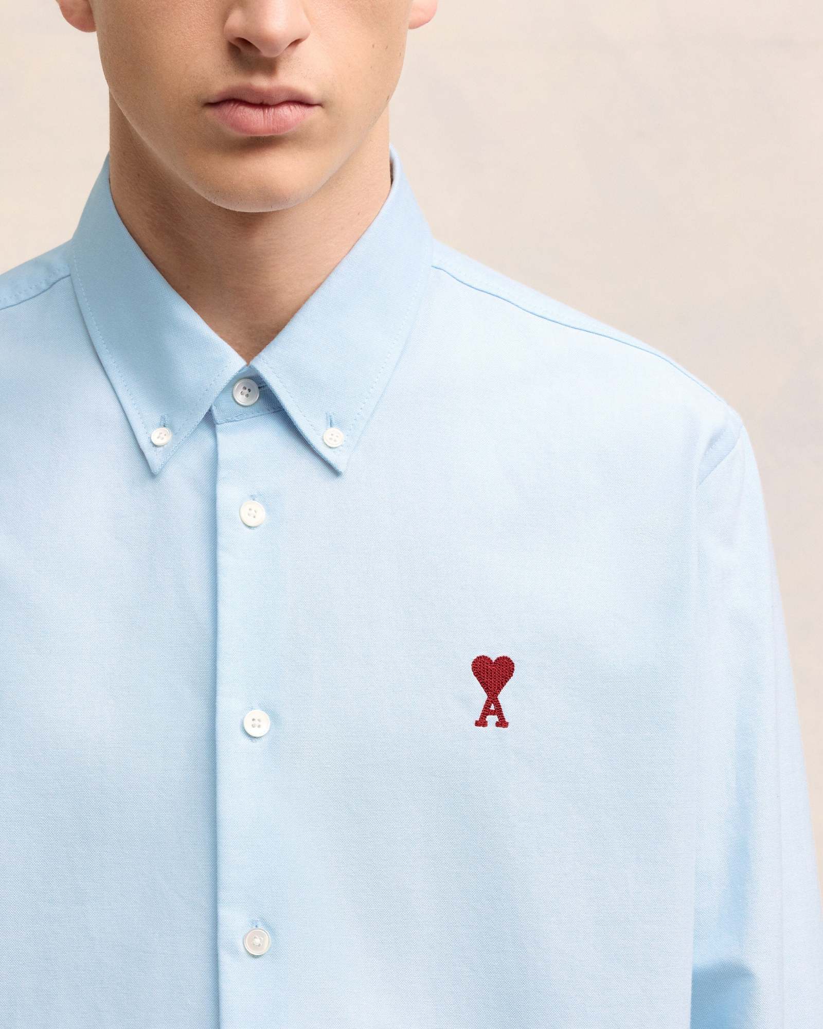 Ami Alexandre Mattiussi Adc Button-down Collar Logo-embroidered Striped Cotton Oxford Shirt In Blue