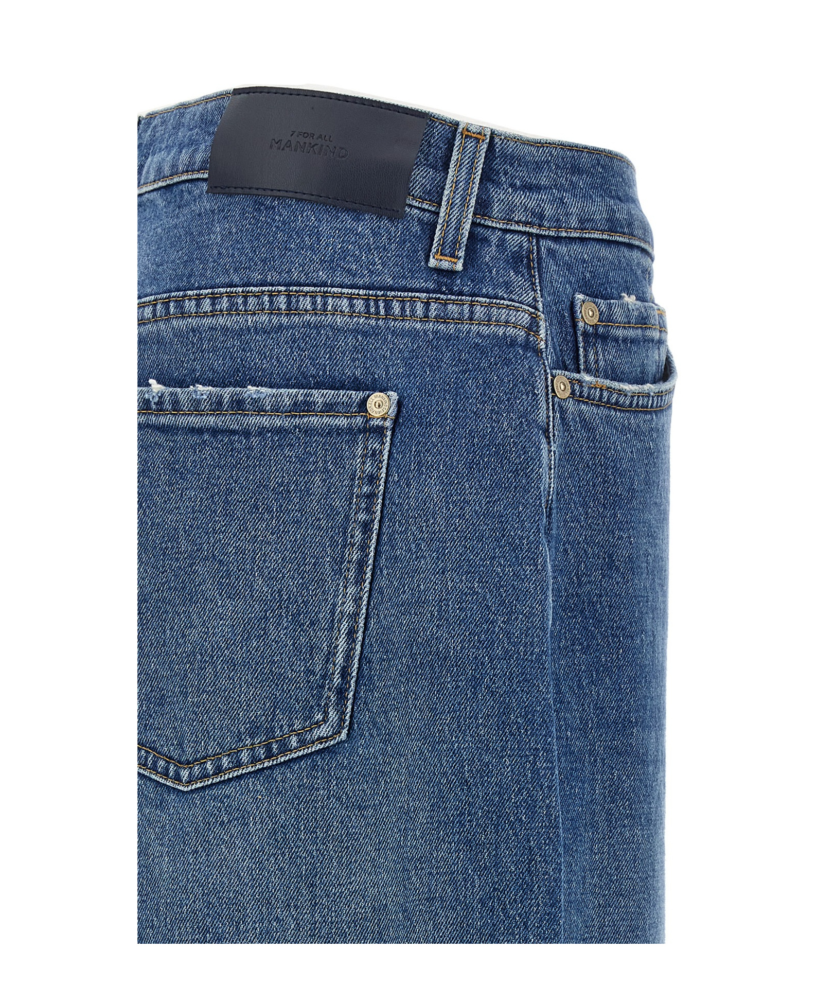 7 For All Mankind Wide Leg Denim Trousers With Five Pockets In Blue