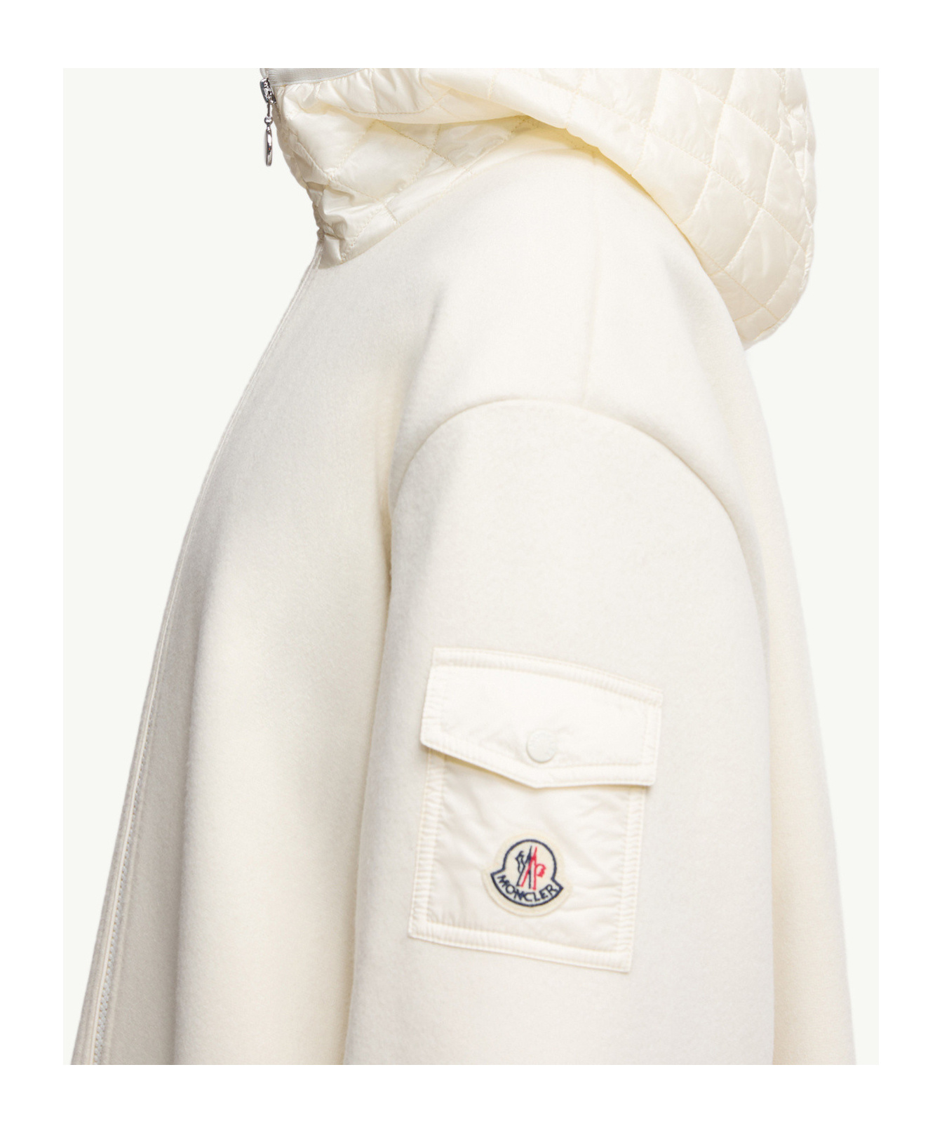 Moncler Cape En Laine Zippée À Capuche In White