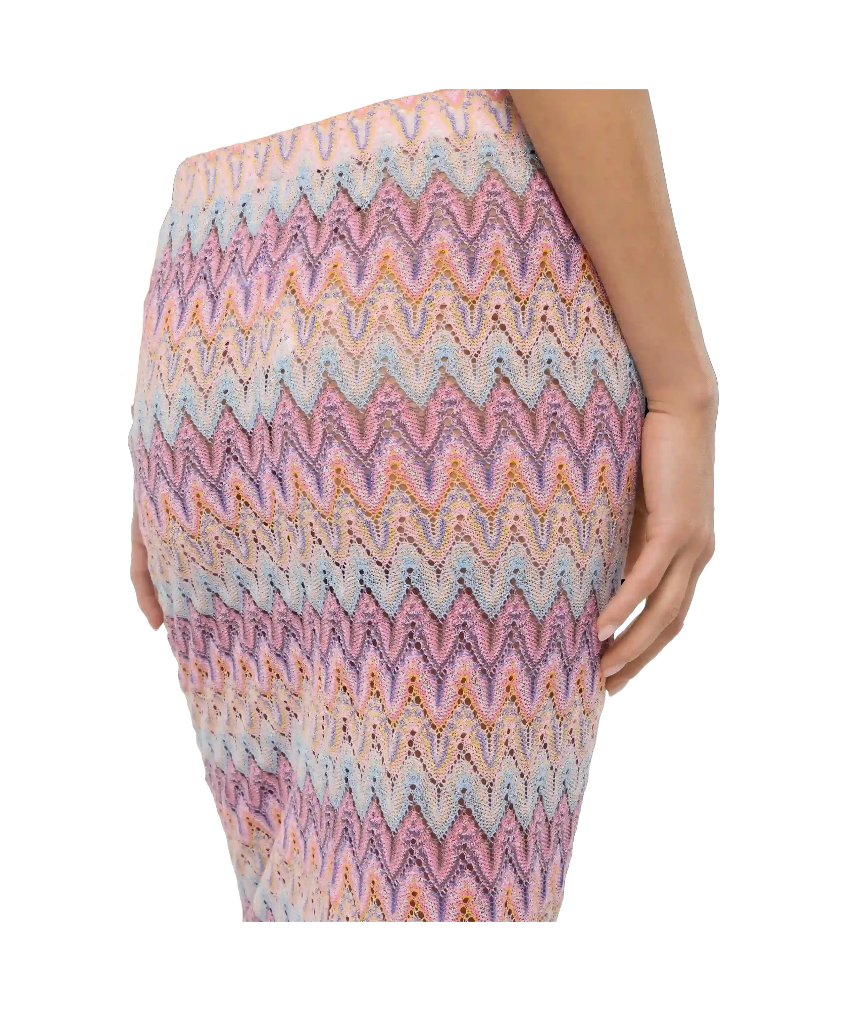 Mc2 Saint Barth Caytlin Long Raschel Skirt With Pastel Chevron Pattern