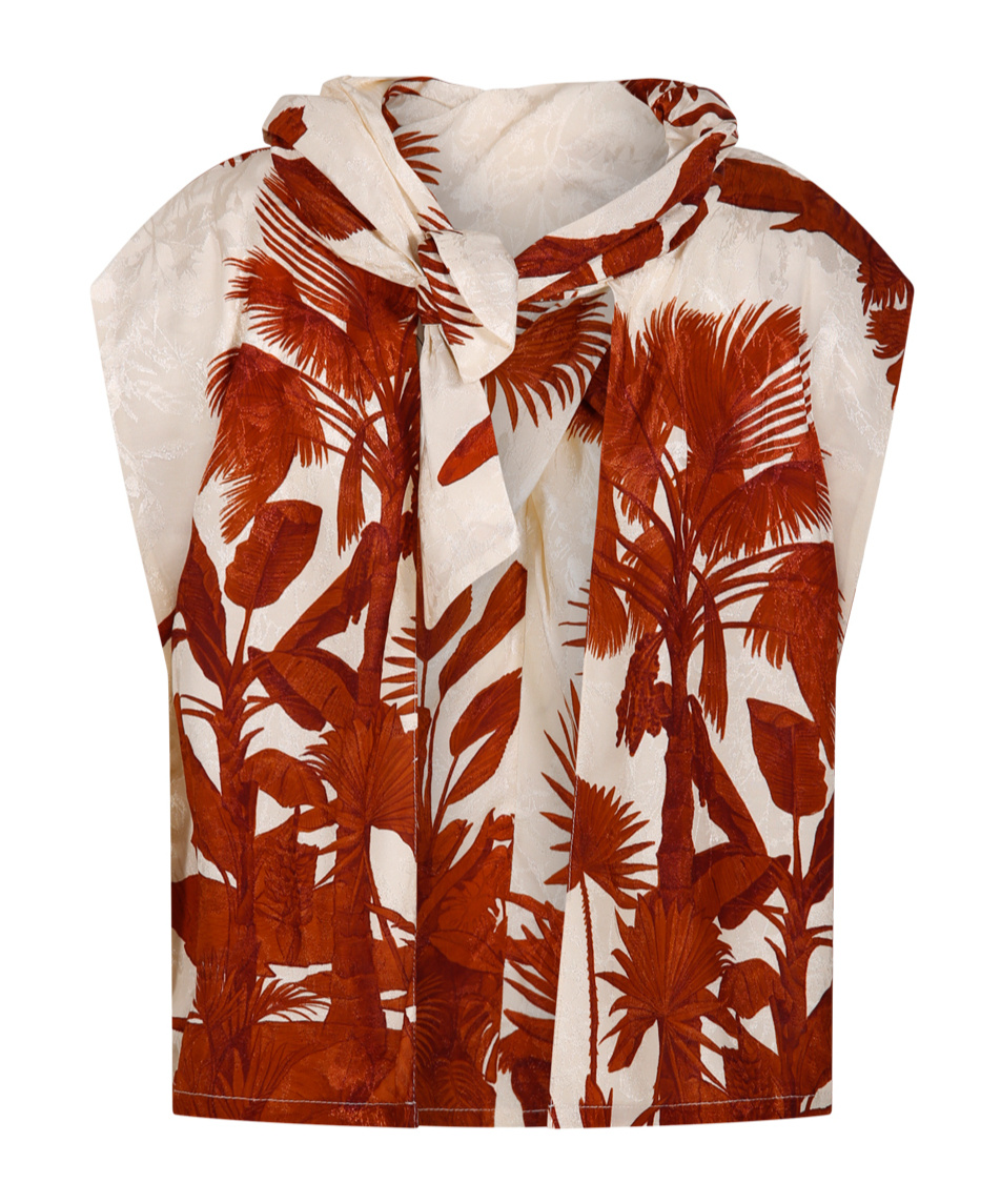 Johanna Ortiz Island Stories Cowl-neck Top In Red