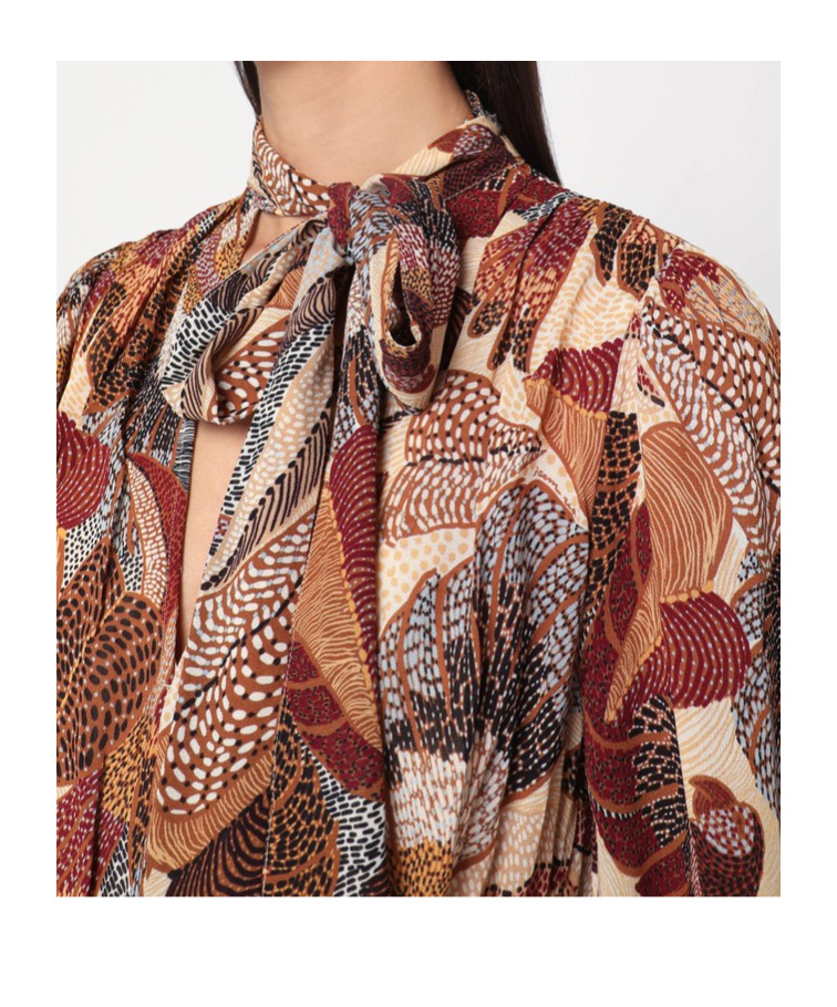 Farm Rio Long Dress With Cream-colored Print In Multi