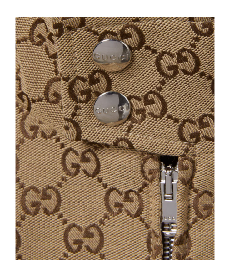 Gucci Monogram Zip-up Bomber Jacket In Brown
