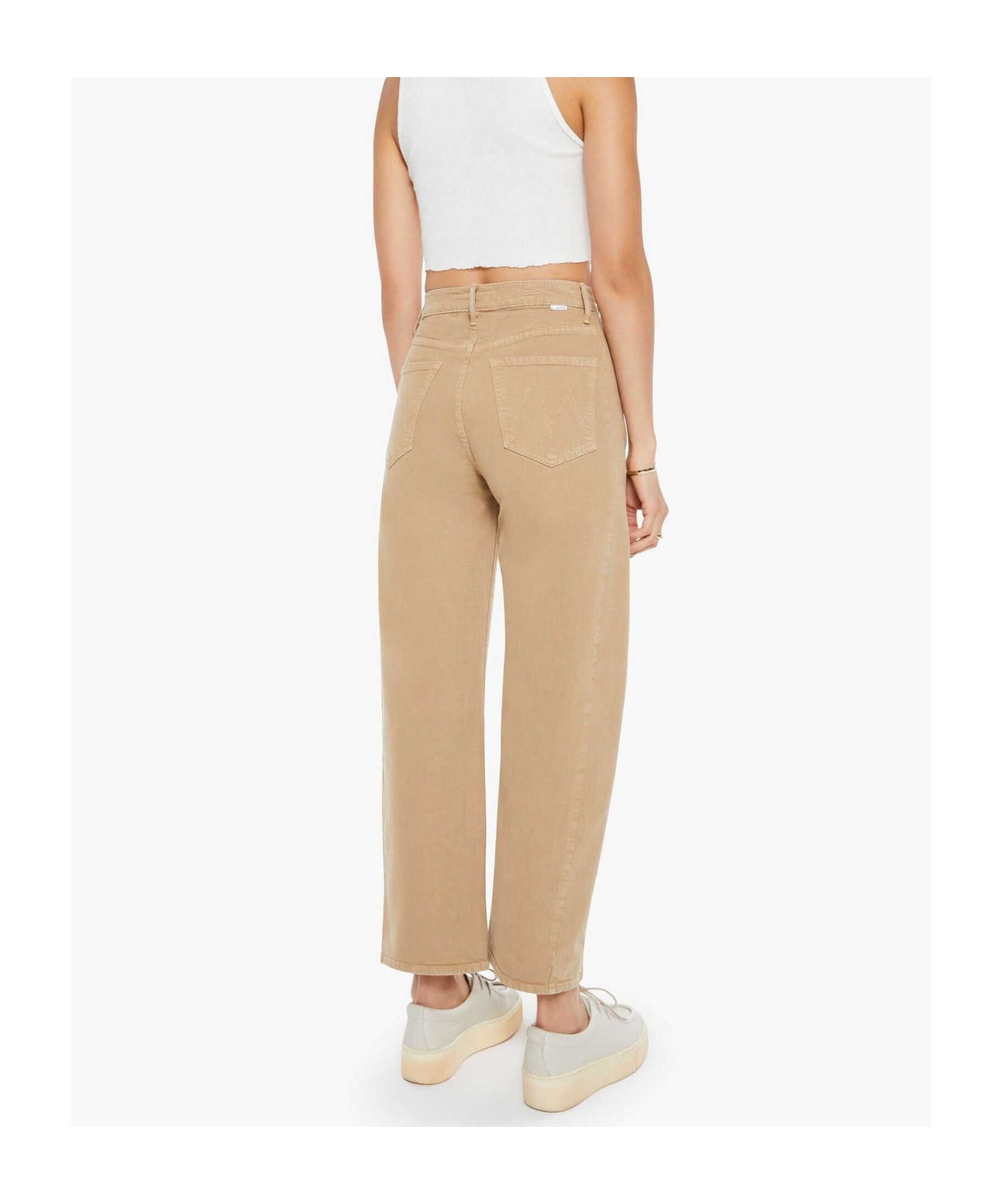 Mother The Mid Rise Dazzler Ankle Fray Sand Pants In Neutral