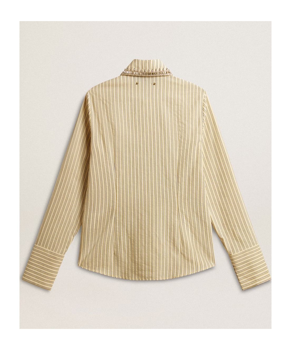 Golden Goose Crystal-embellished Striped Shirt In Nude