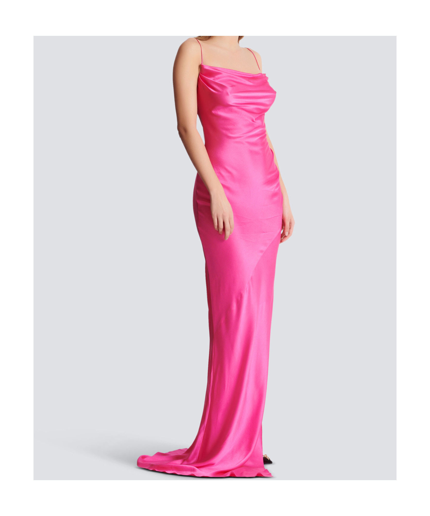 Balmain Slit Knit Dress In Pink