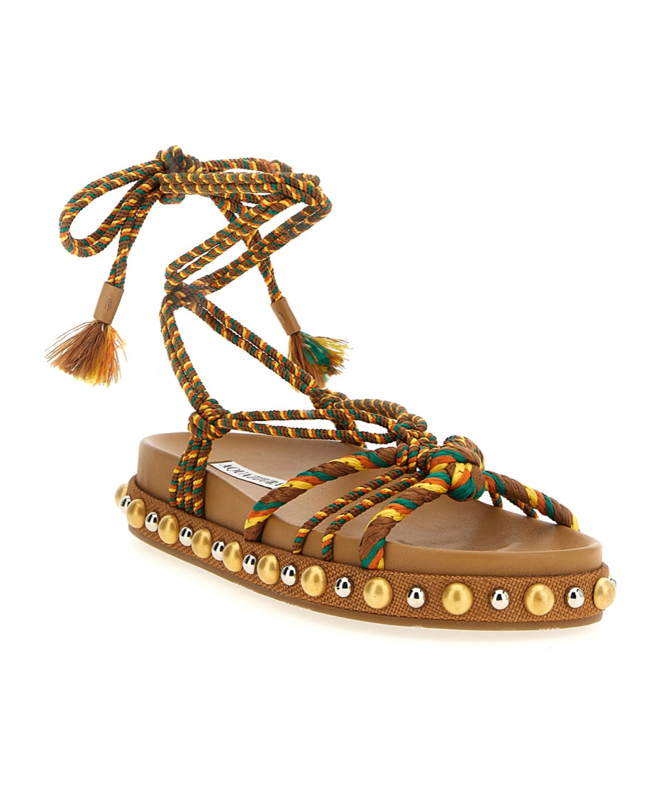 Aquazzura Exotic Rope Tassel Sandals In Multicolor