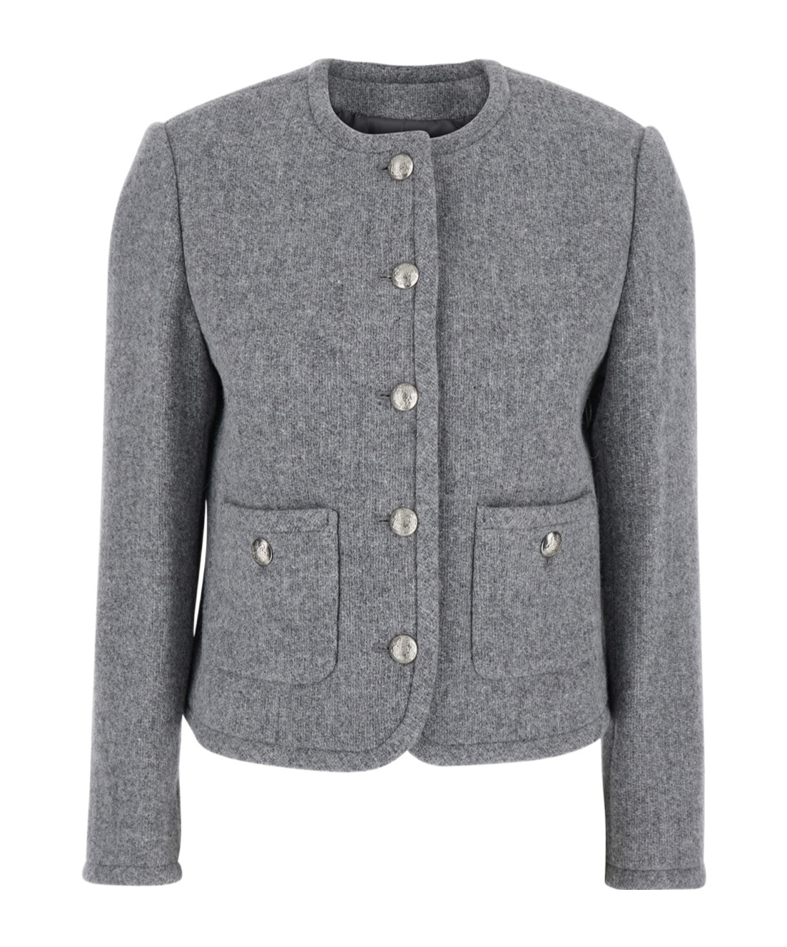 Dunst Grey Crewneck Jacket With Buttons On The Front In Gray