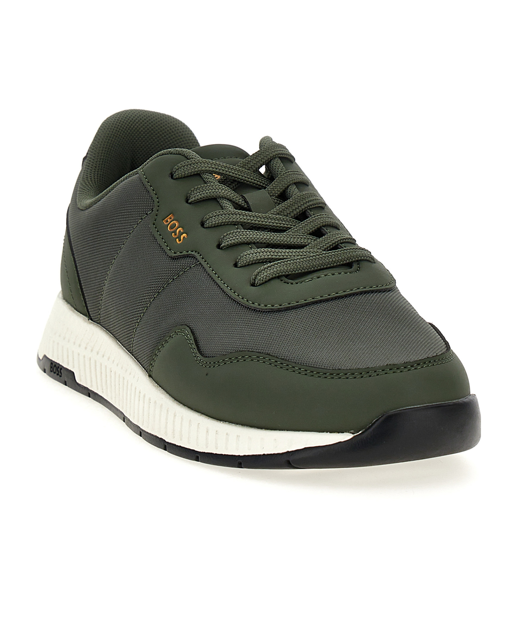 Hugo Boss Dark Green Low Top Sneakers In Black