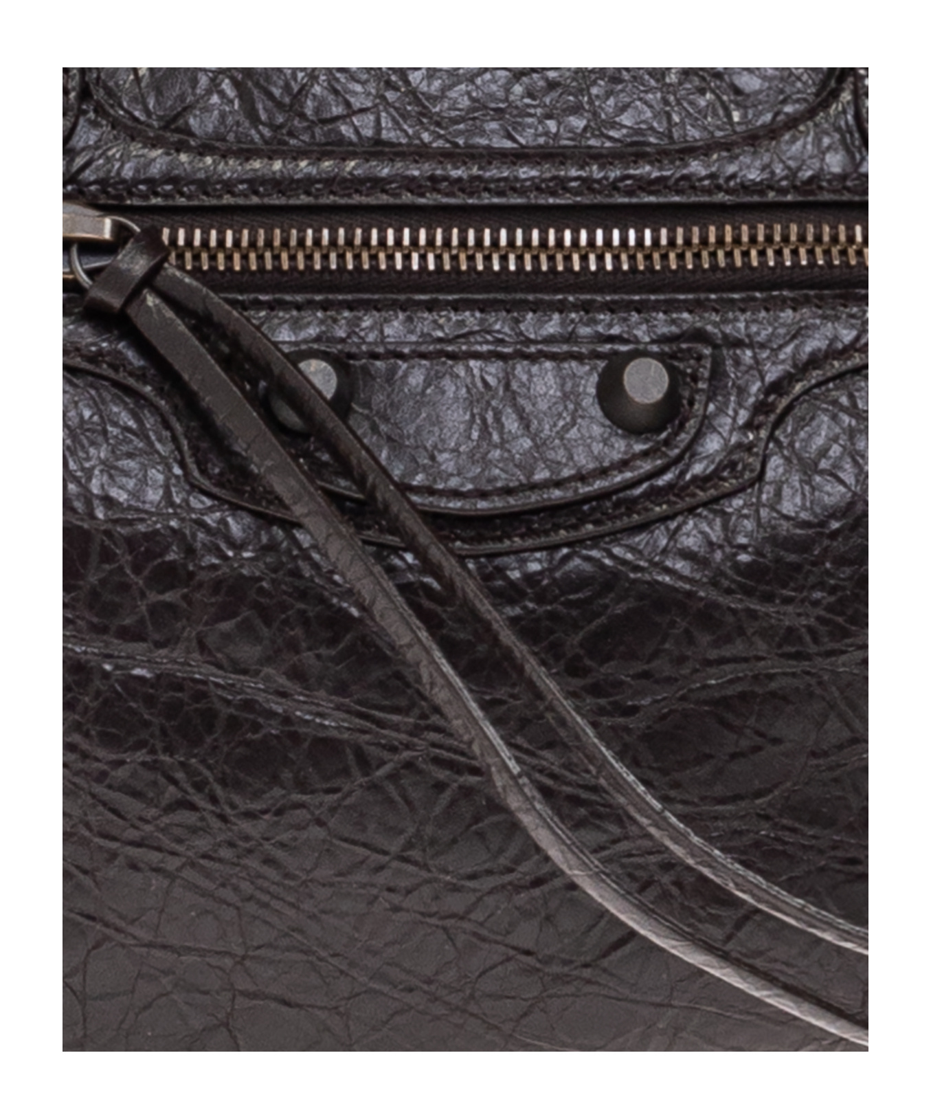 Balenciaga Leather Shoulder Bag With Front Zip Pocket In Black