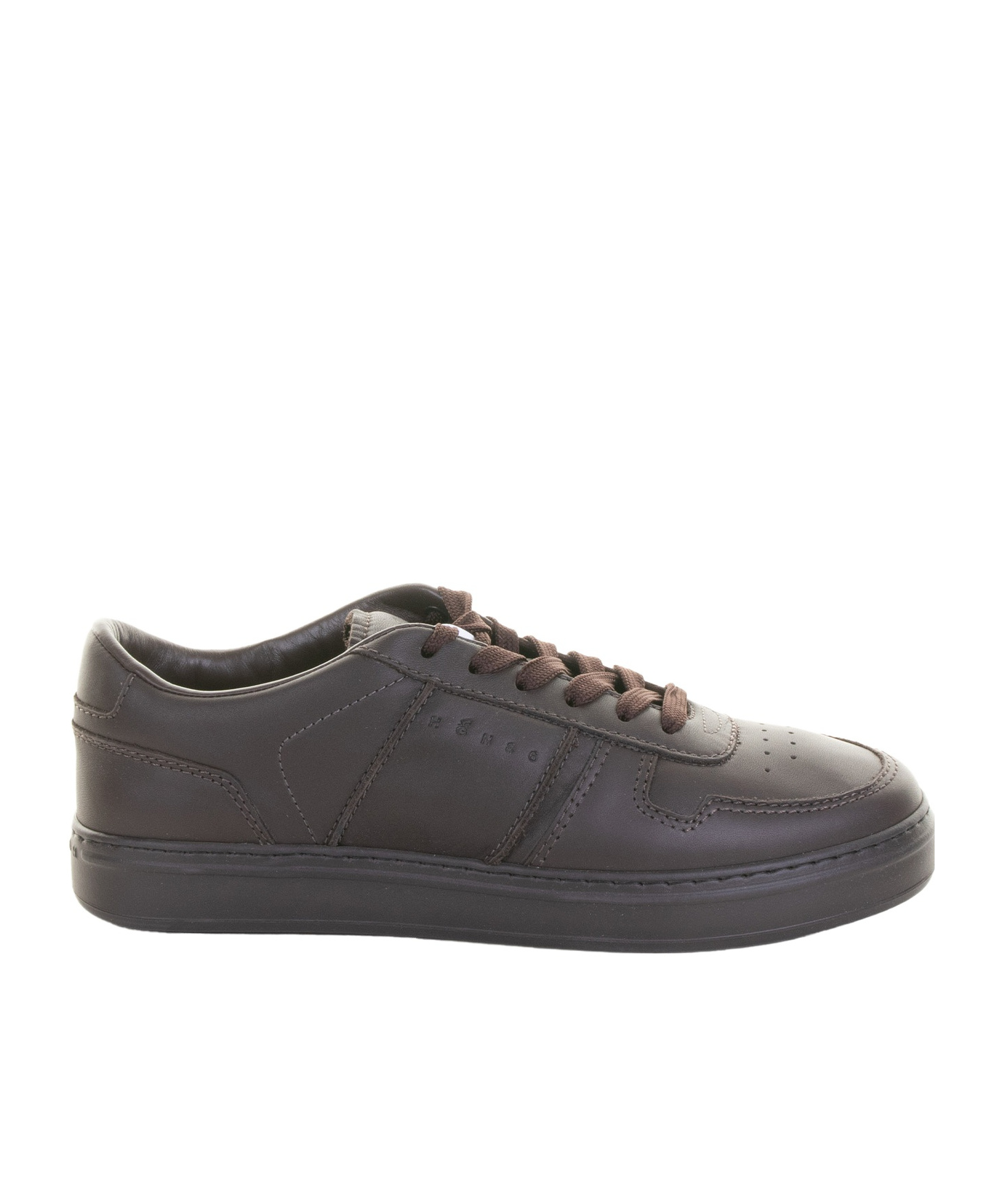 Hogan Leather Sneakers With Flat Sole And Perforated Toe Cap In Black