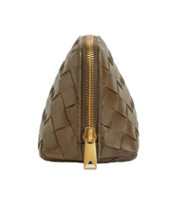 Bottega Veneta Medium Leather Intrecciato Half-moon Pouch In Green