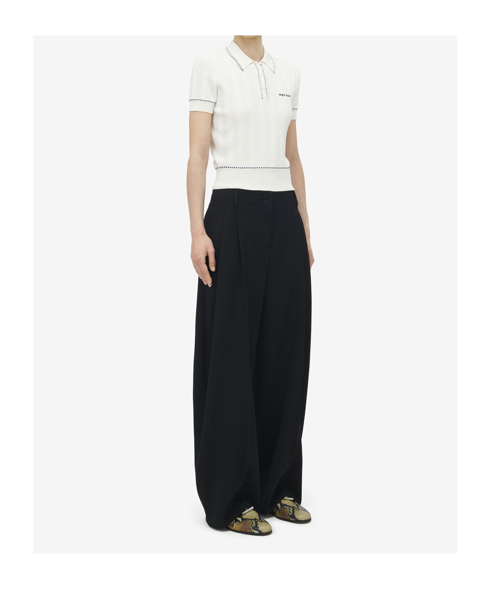 Alexander Mcqueen Ribbed Polo Shirt Contrast Trim In White