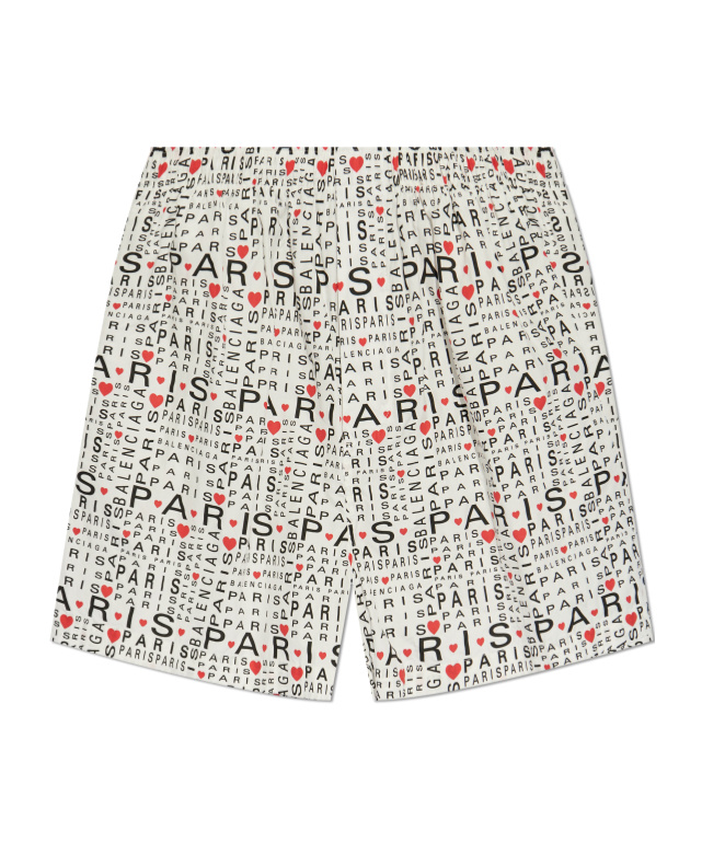Balenciaga Paris-print Shorts In White