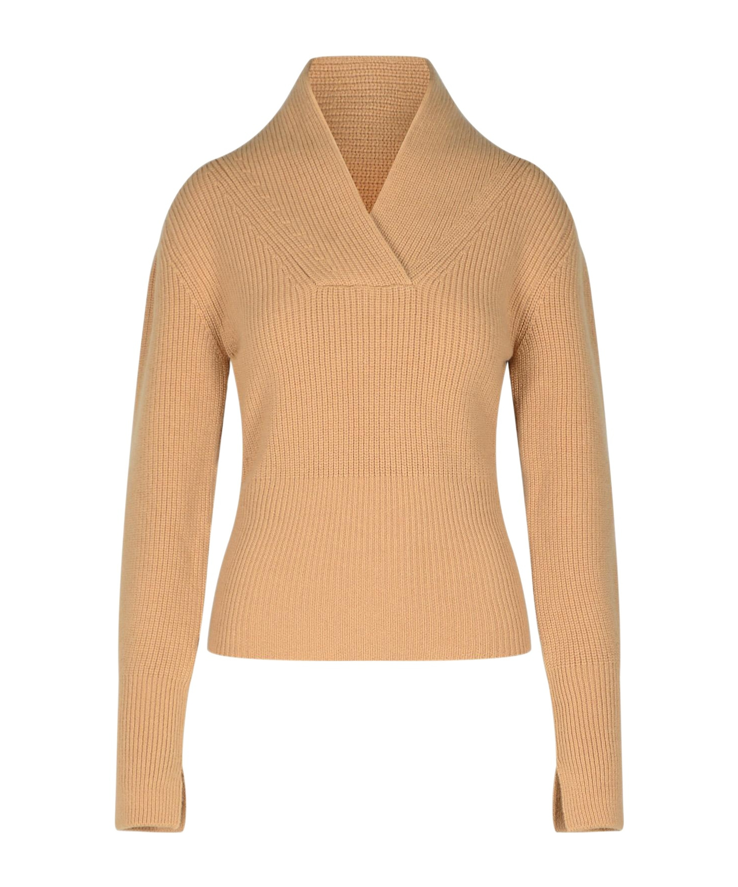 Patou Split Cuffs Knit Sweater In Brown