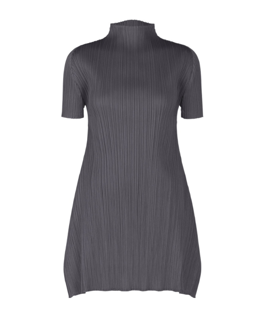 Issey Miyake Smocked Dress In Gray