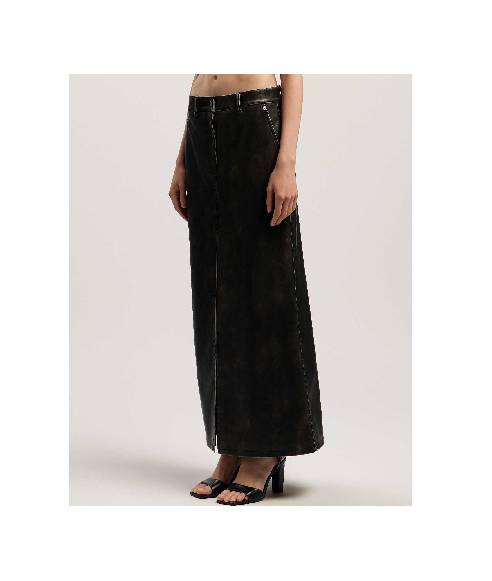 Palm Angels Curved Logo Coated Long Skirt In Black