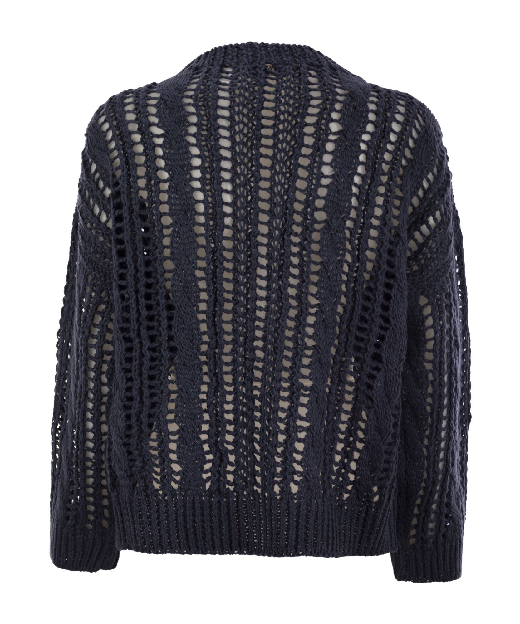 Shop Brunello Cucinelli Crewneck Open Knit Jumper In Black