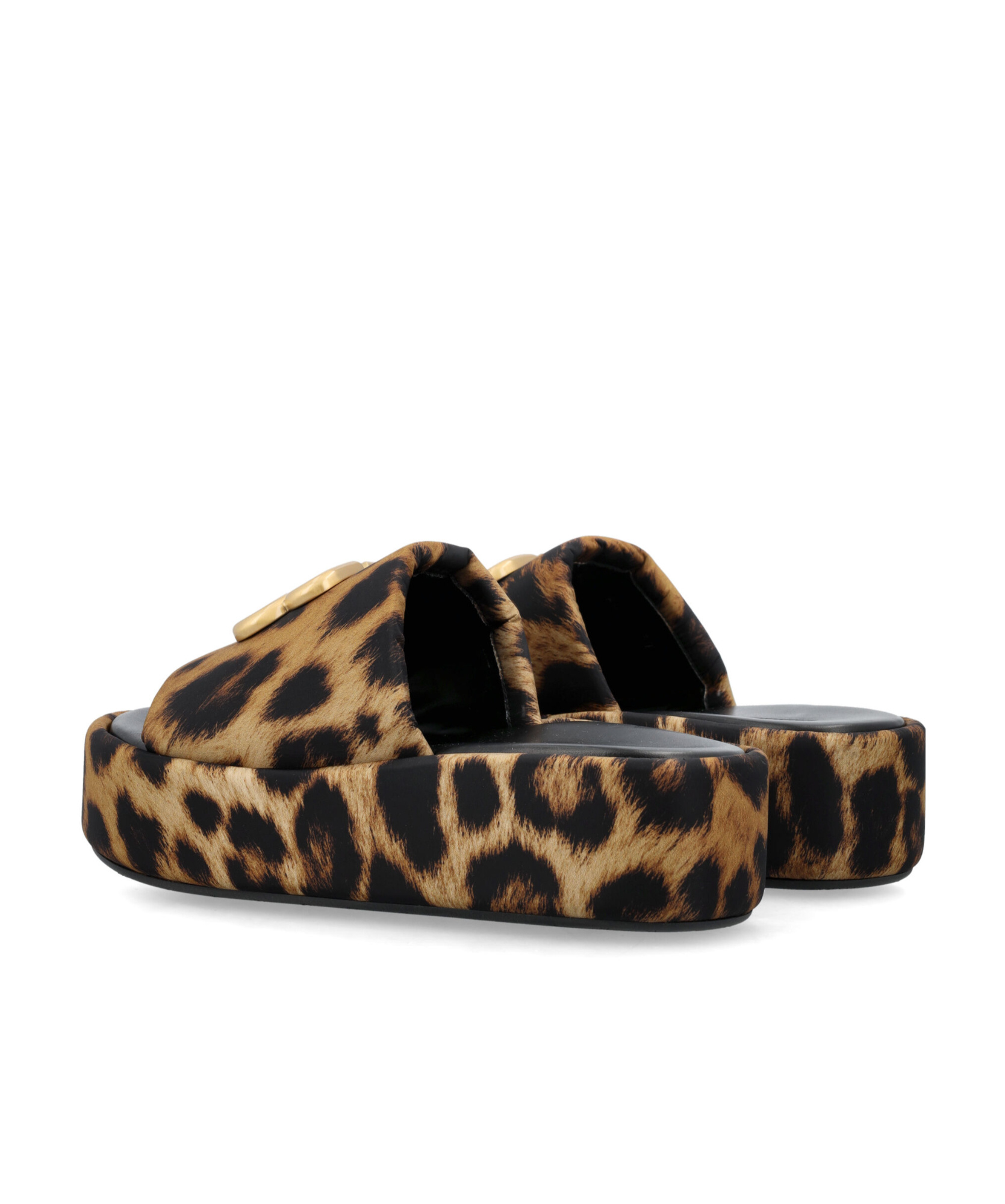Balenciaga Rise Bb Leopard Flatform Sandals In Black
