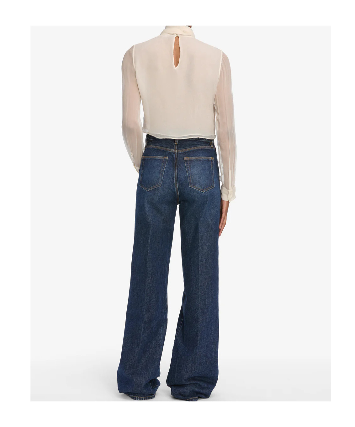 Frame Scarf Collar Top In White