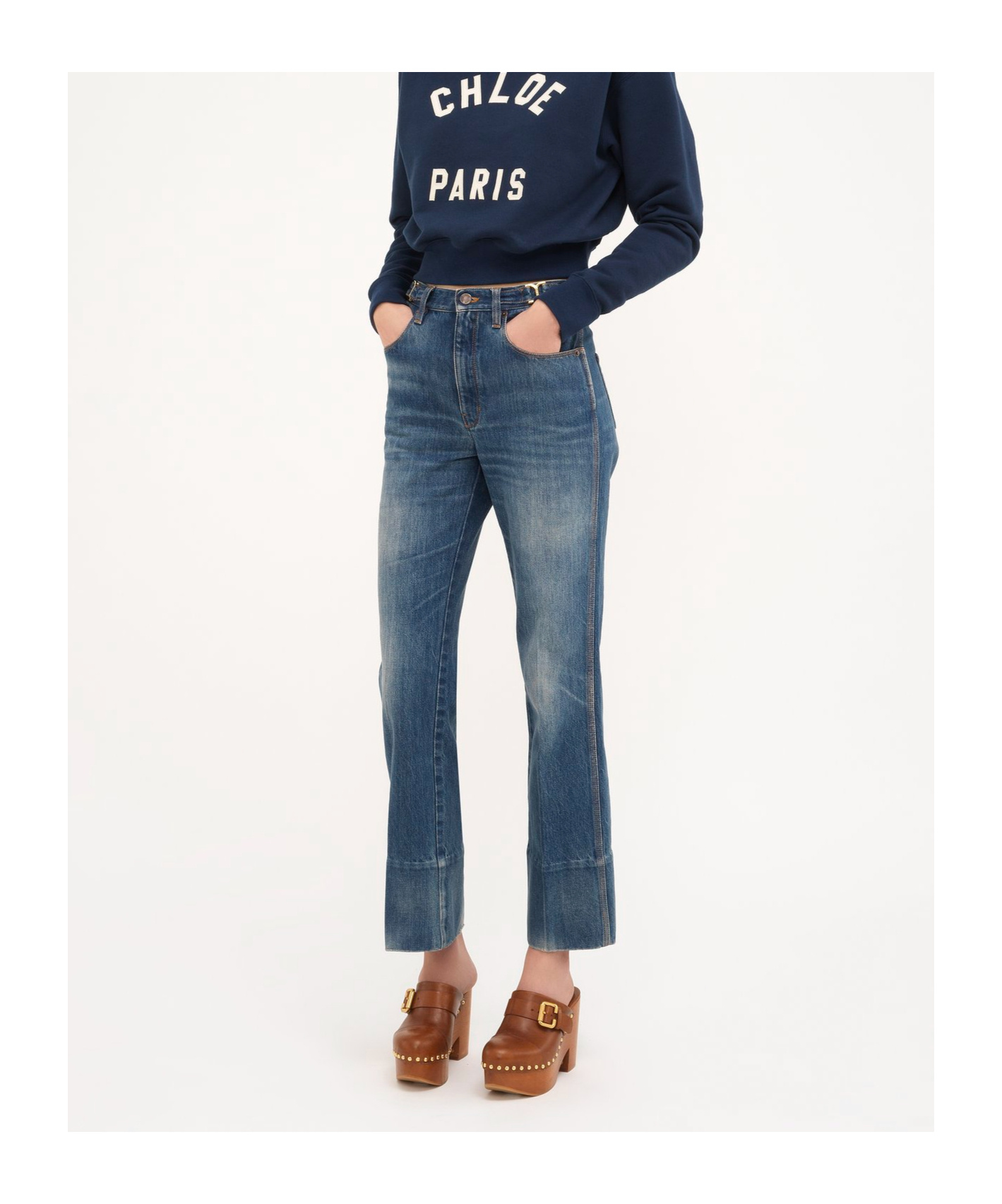 Chloé Snake Capsule High Rise Jeans In Blue