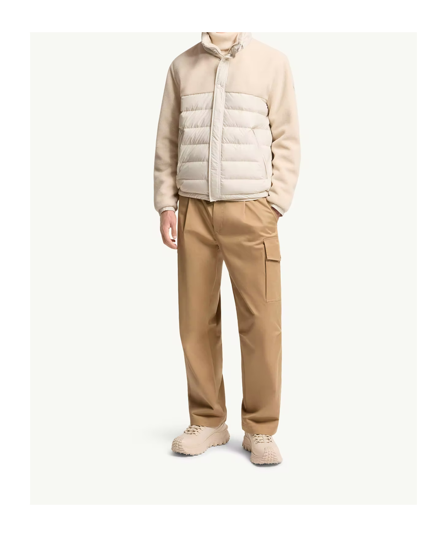 Moncler Mistral High Collar Quilted Zip Pockets Coat In Multi