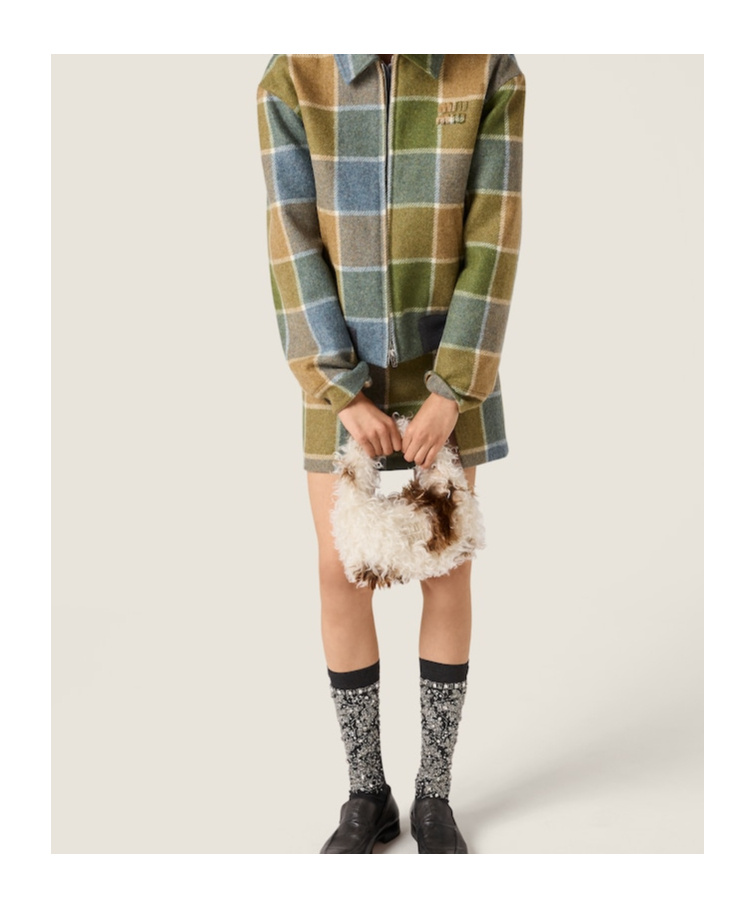 Miu Miu Wander Mohair Bag In Neutral