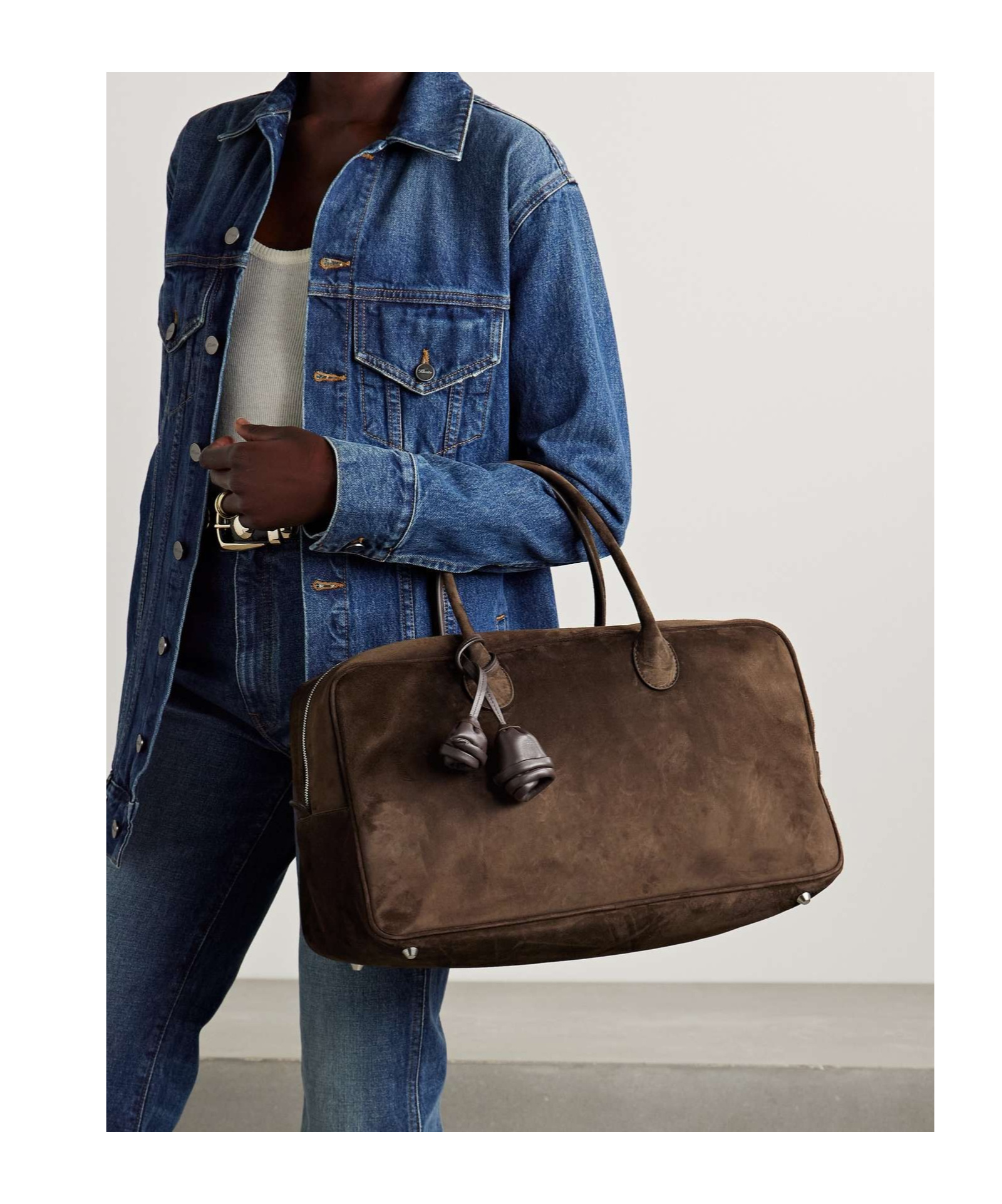 Magda Butrym Brigitte Large Leather-trimmed Suede Tote In Green