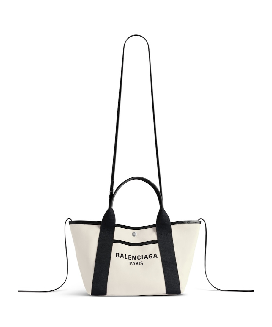 Balenciaga Blackwhite Biarritz S Shopping Bag In White
