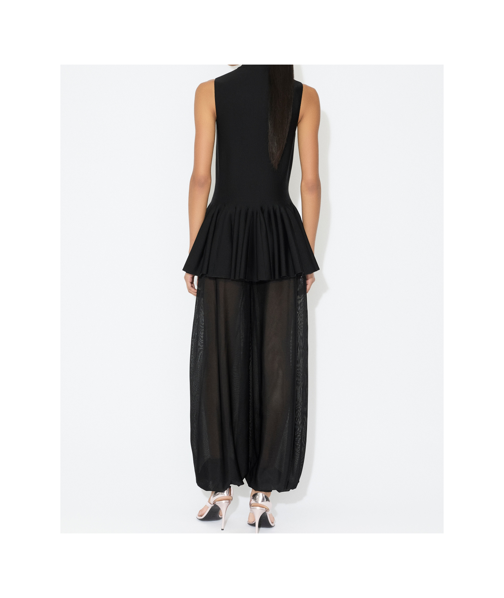 Shop Alaïa Wool Blend Godet Top In Black