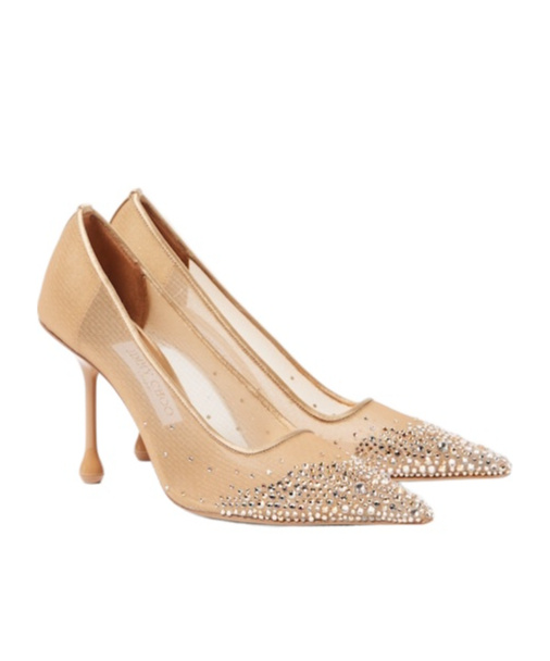 Jimmy Choo Mesh Pointed-toe Pumps In Neutral
