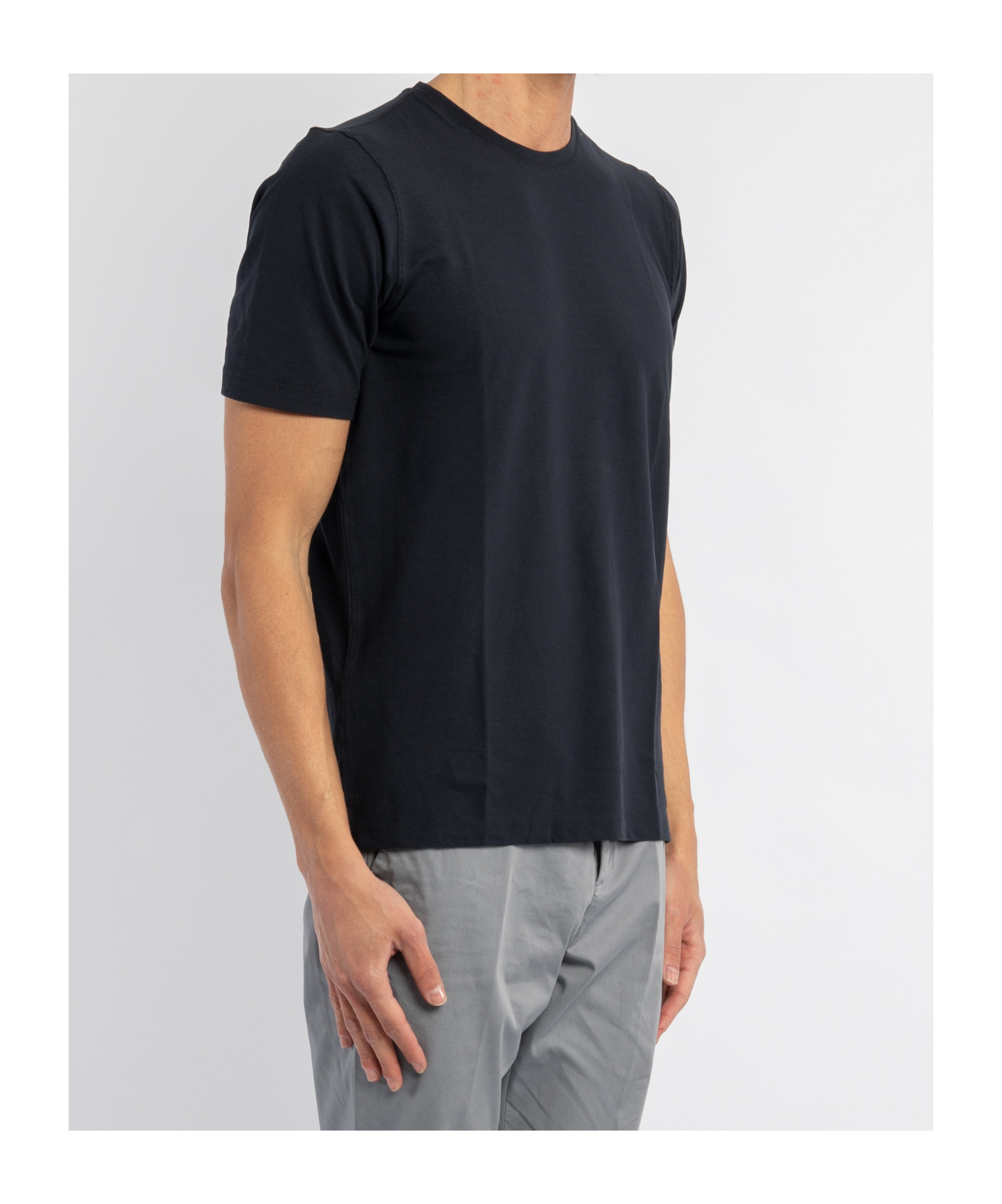 Gran Sasso T-shirt M/c Retta In Filo Cotone Organico T-shirt In Black