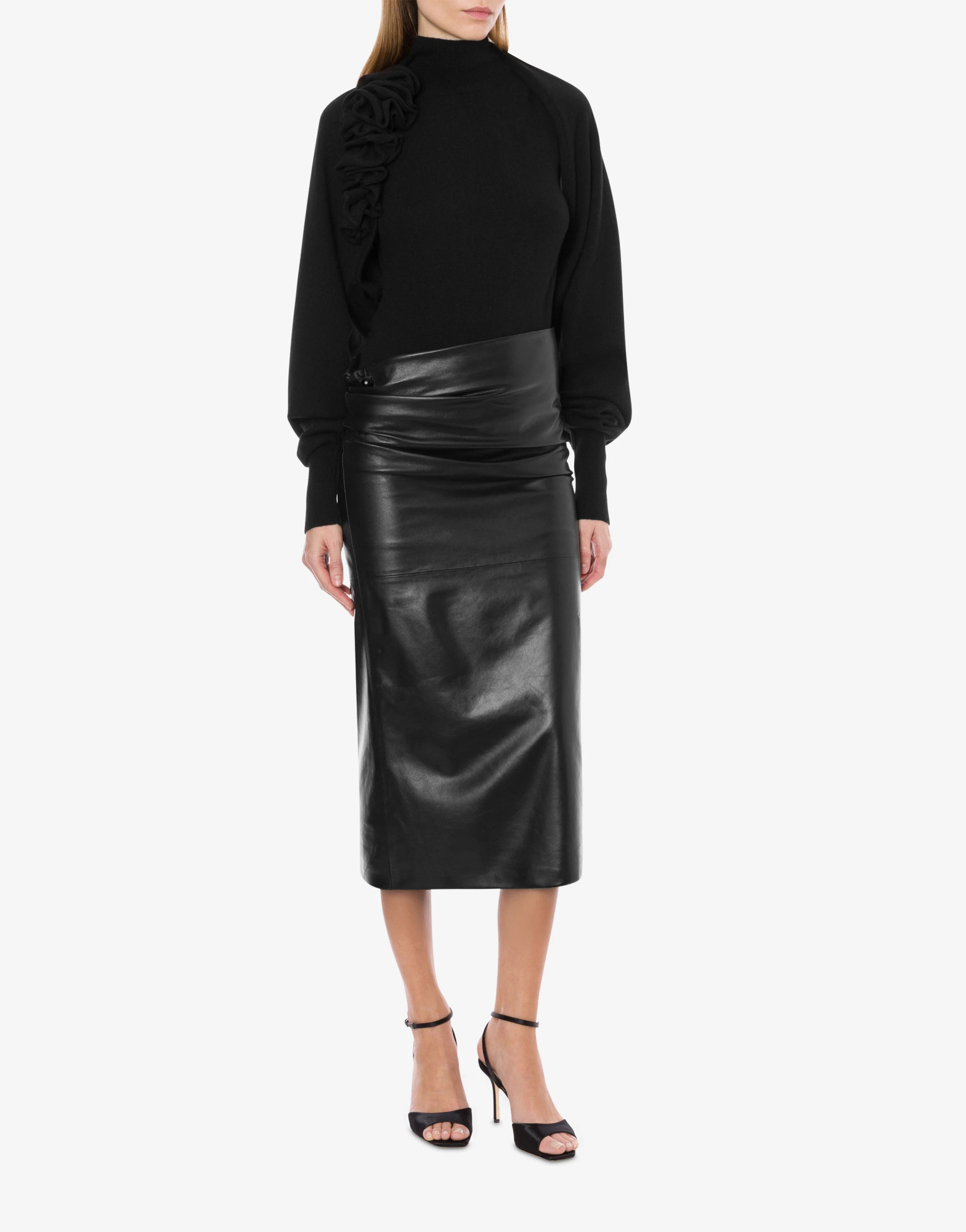 Alberta Ferretti Leather Midi Skirt