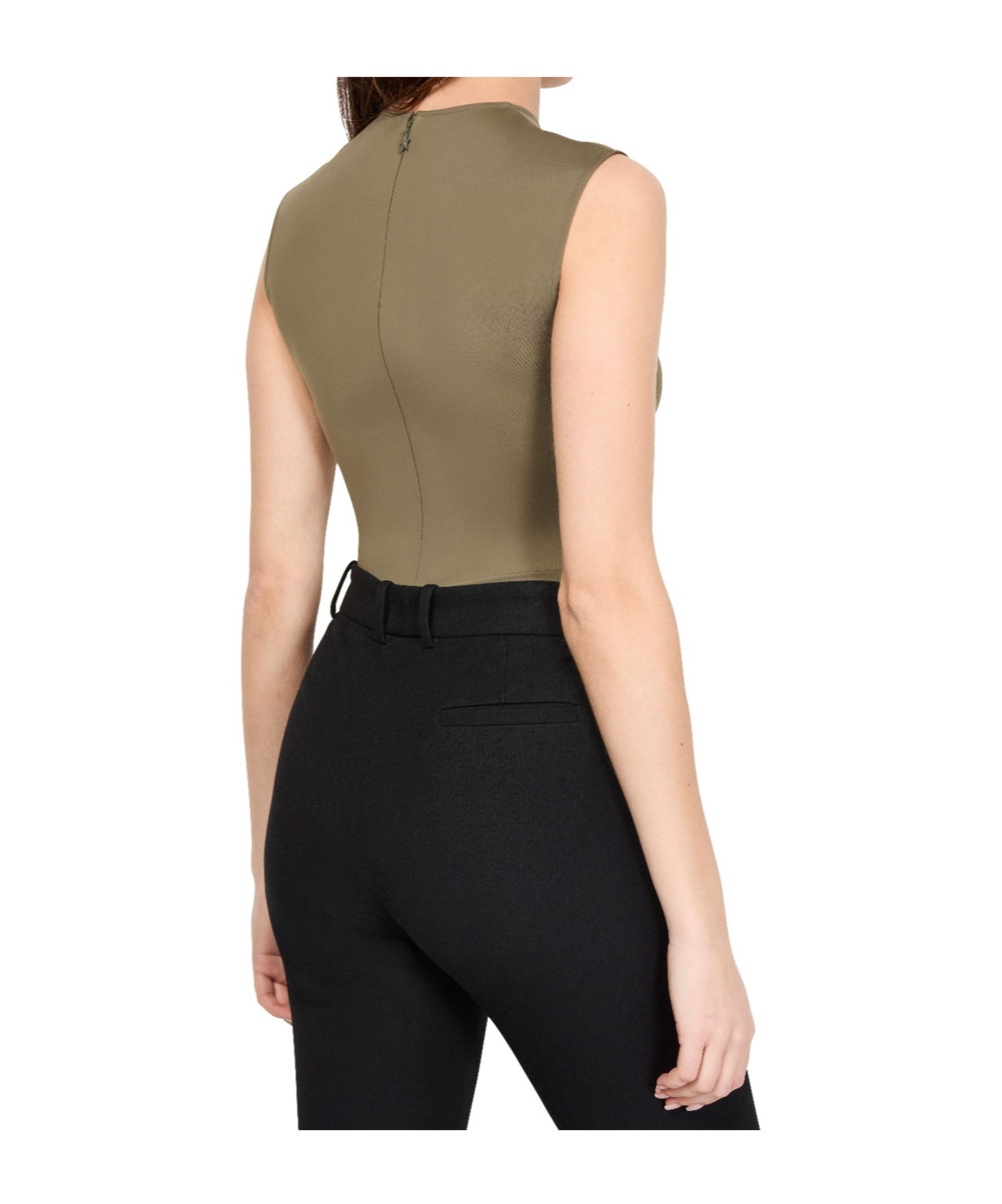 Mugler Zippered Sleeveless Jumpsuit In Brown