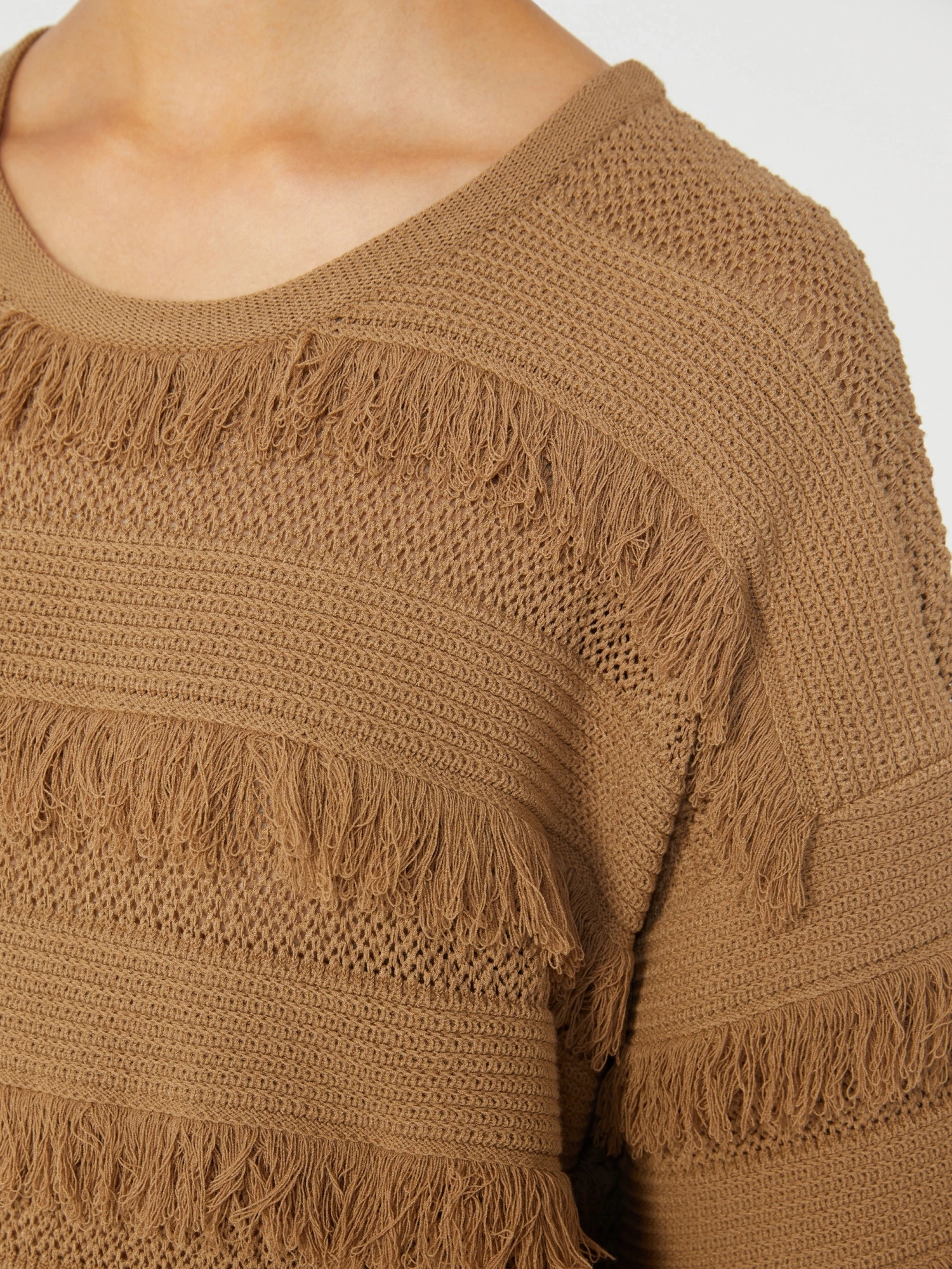 Max Mara Crew Neck Short-sleeved Knit Sweater In Brown