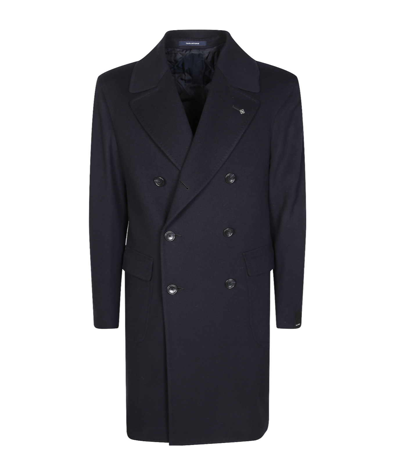 Tagliatore Double-breasted Wool Chacemire Coat In Black