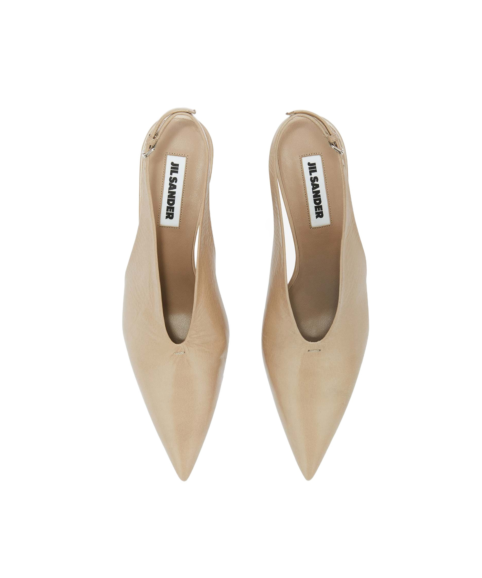 Jil Sander Leather Slingback Pumps With Adjustable Strap In Nude