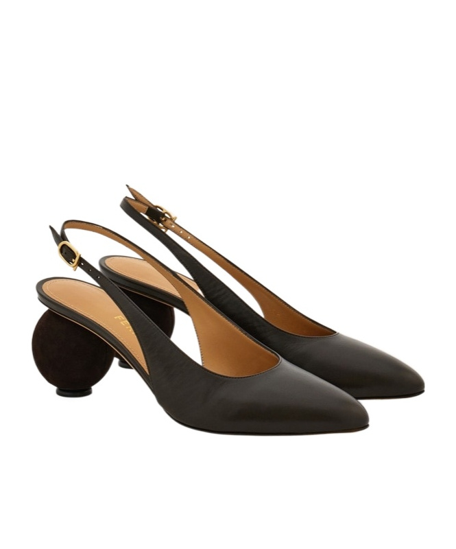 Ferragamo Spherical Heel Slingback Pump In Black