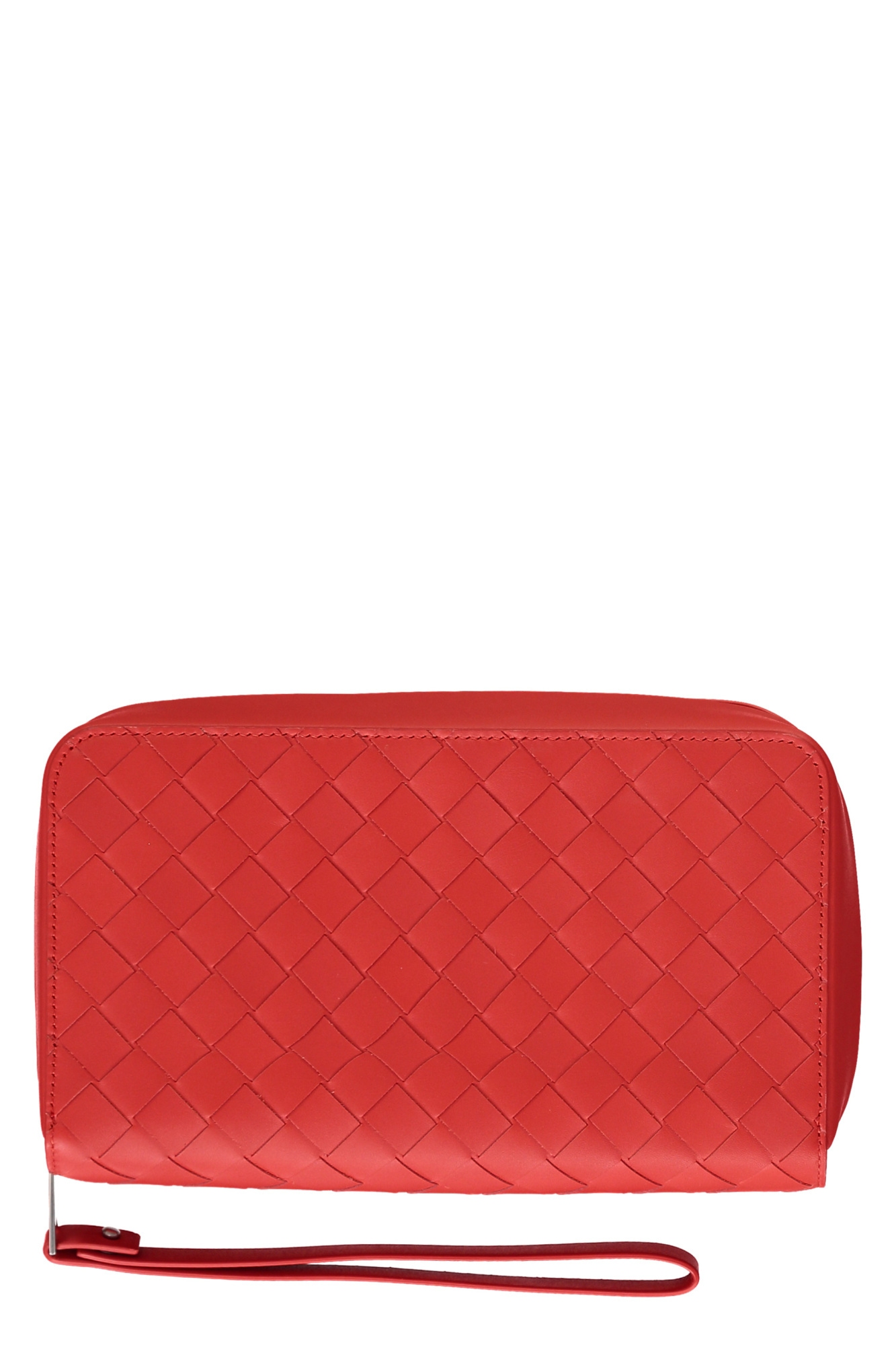 Bottega Veneta Zippered Knitted Wallet In Gray