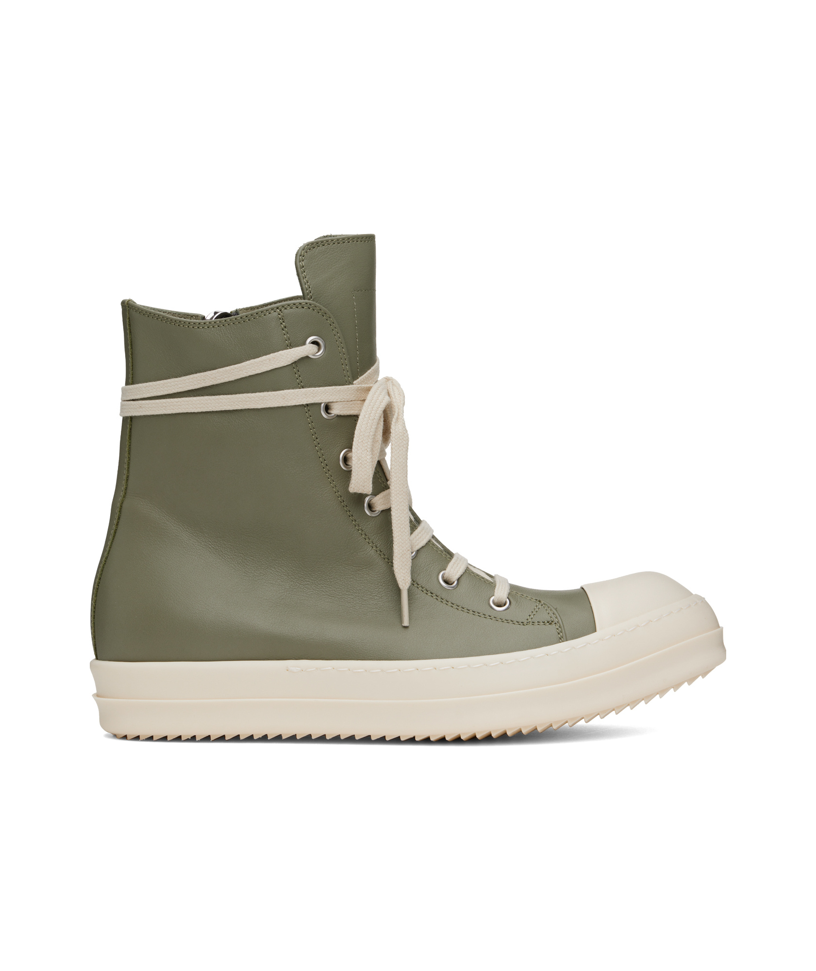 Rick Owens Green Hollywood Calf Leather Sneakers In Green