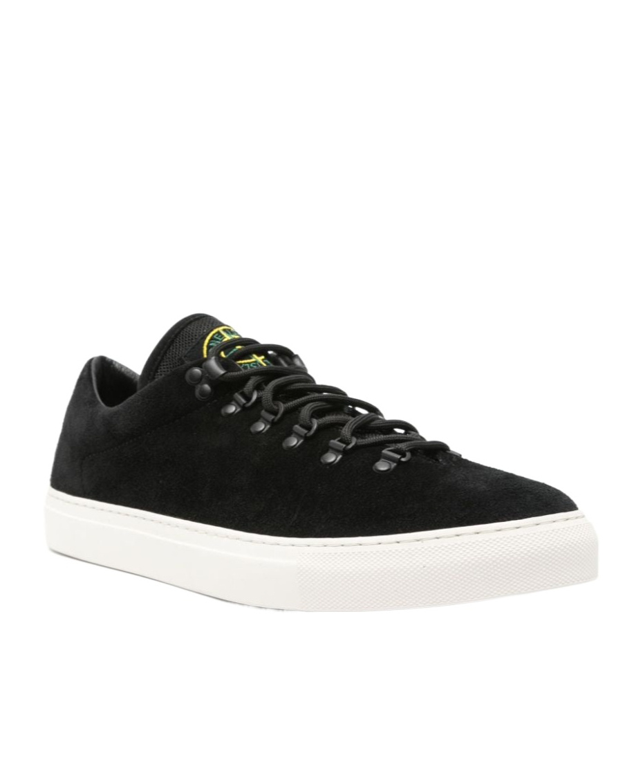 Stone Island Low Top Suede Sneakers In Black