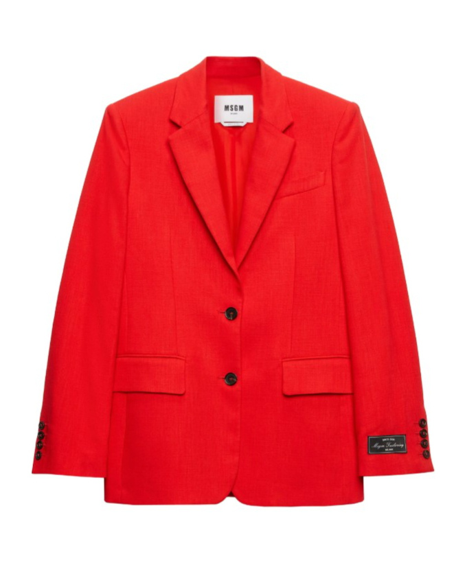 Msgm Long-sleeved Single-breasted Tailored Blazer In Red