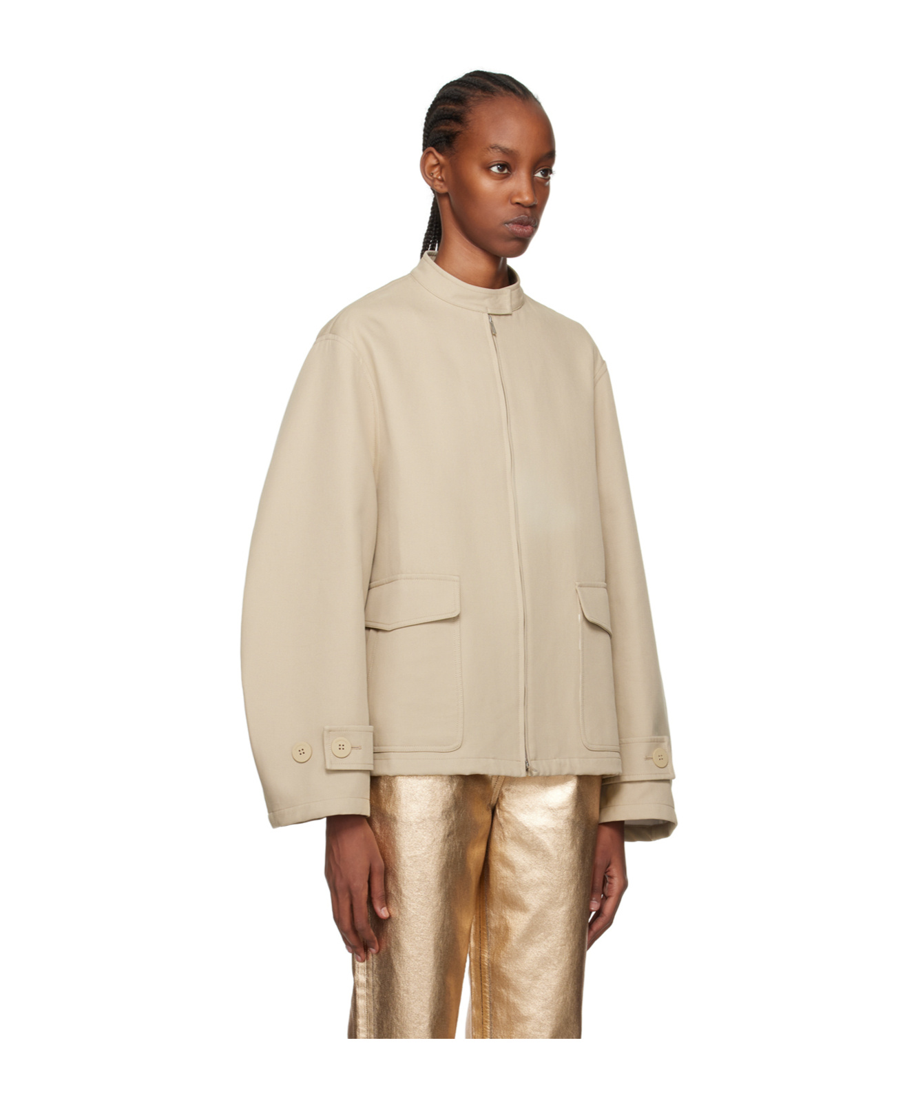 Ferragamo Jacket With A Stand-neck Zipper In Gray