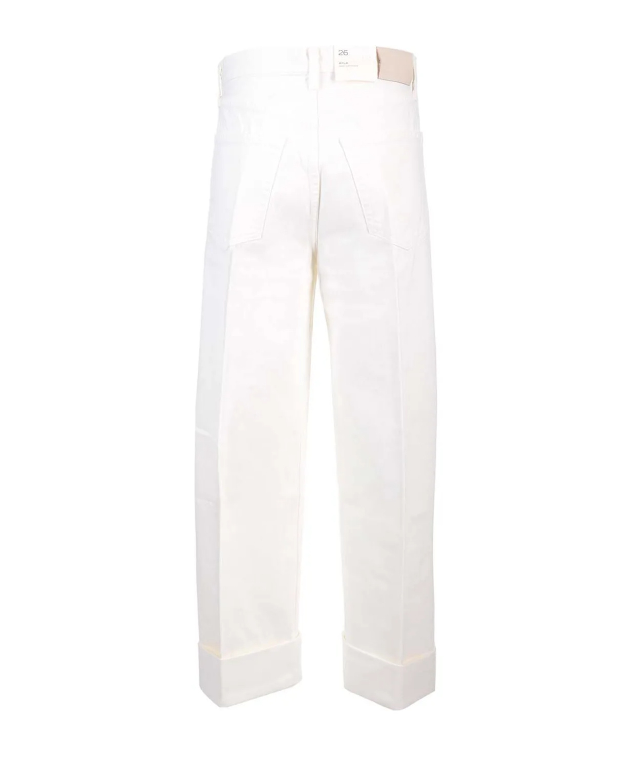 Agolde High Waist Cuffed Denim Trousers In White