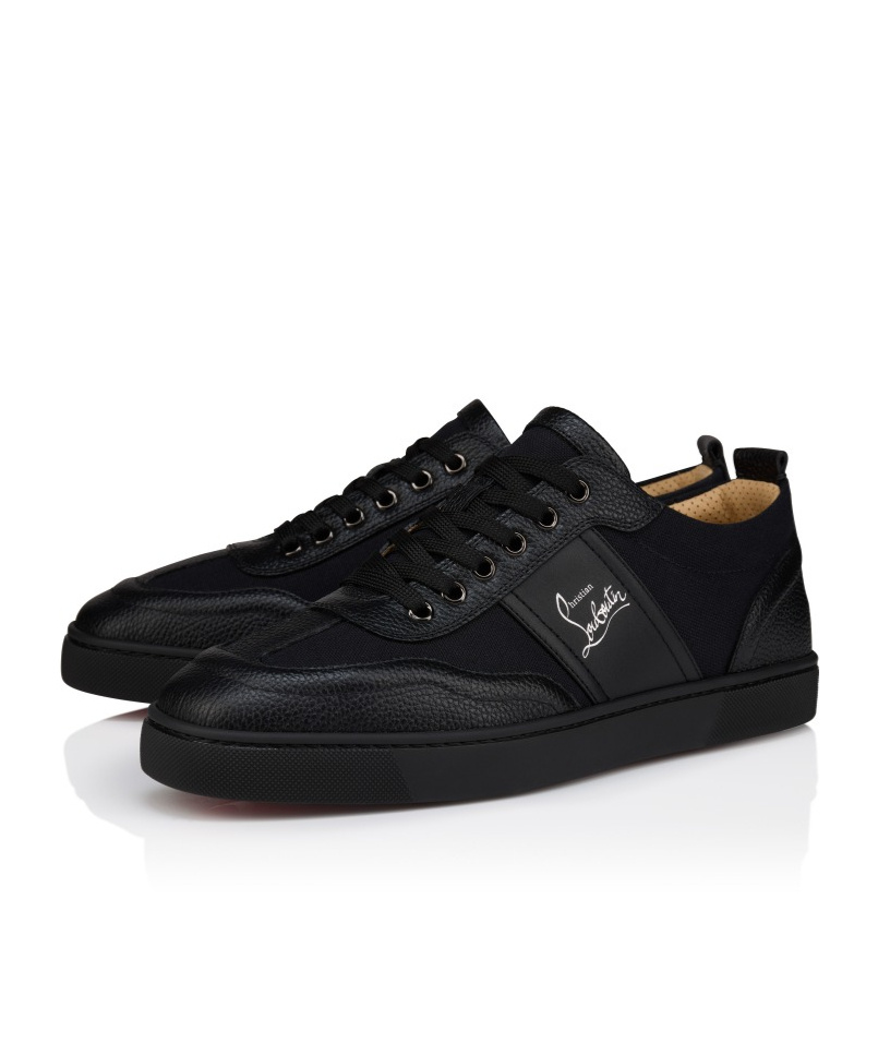 Christian Louboutin Retero Full-grain Leather-trimmed Canvas Sneakers