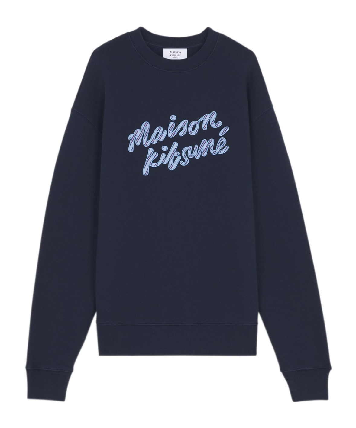 MAISON KITSUNÉ MAISON KITSUNÉ  HANDWRITING STRIPED CREWNECK SWEATSHIRT