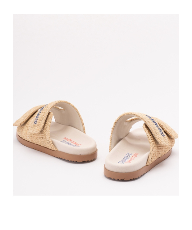 Dsquared2 Summer Lovers Natural Rafia Sandals With Embroidery In Nude