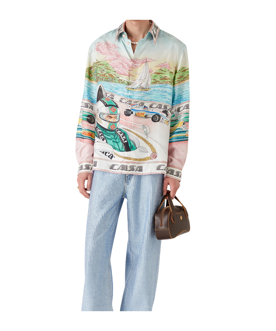 Casablanca Mens The Art Of Racing Classic Long-sleeve Silk Shirt In Multi